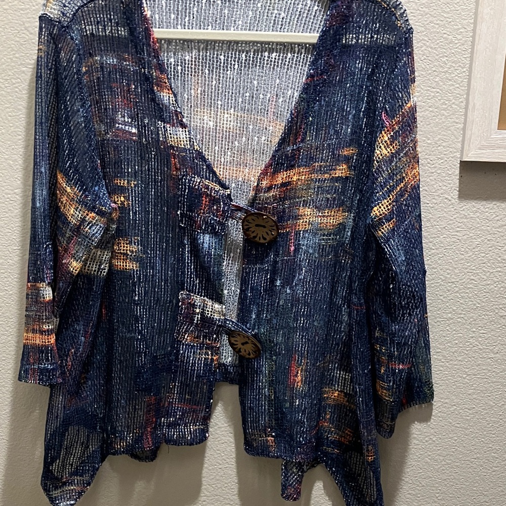 Colorful wooden Buttoned Cardigan multicolor